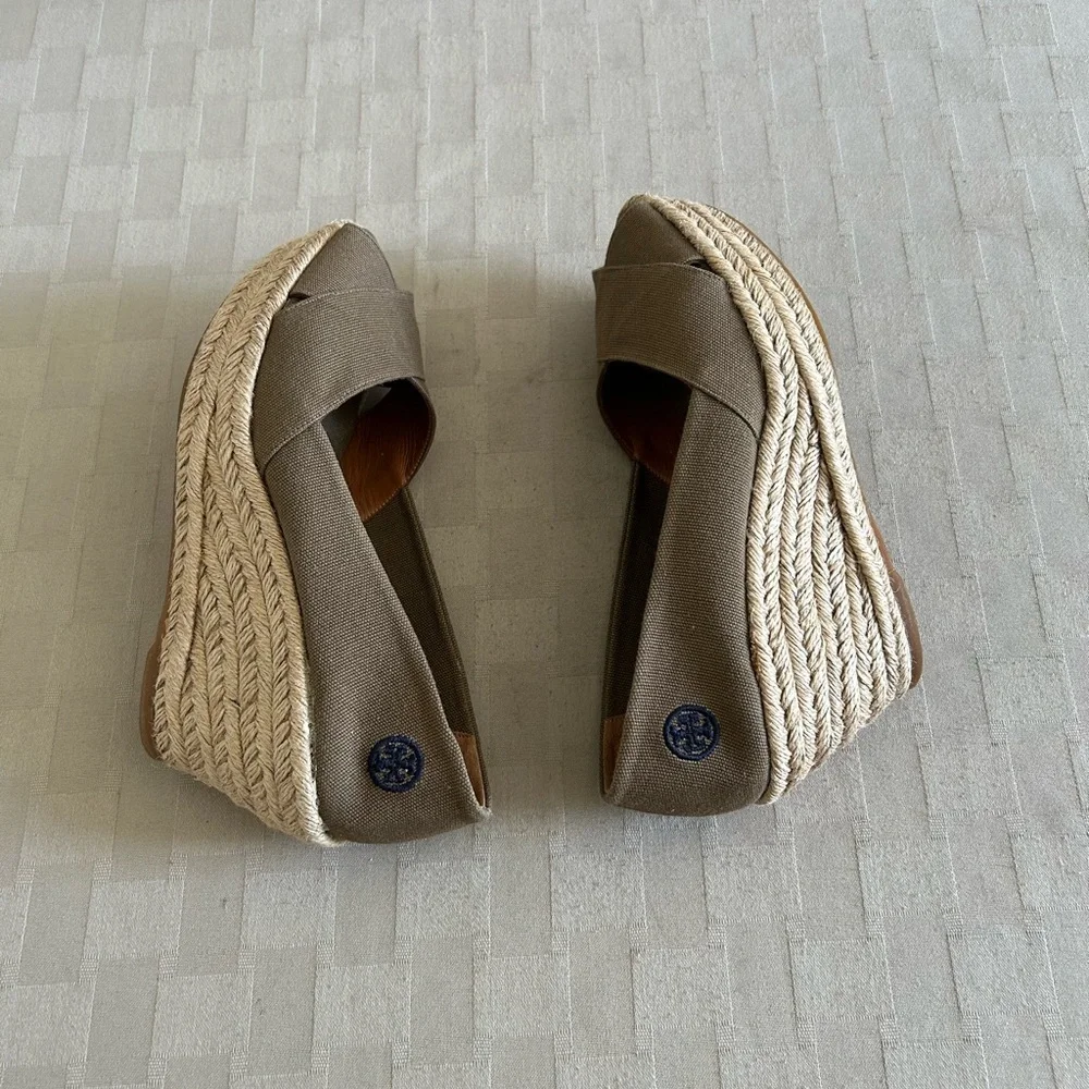 Tory Burch Filipa Cris’s Cross Espadrilles Platform Wedge Pumps